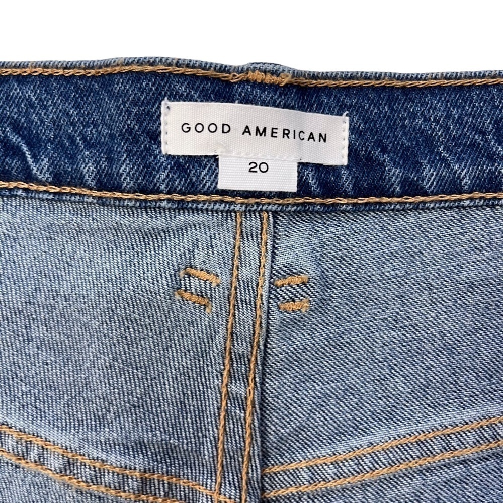 Good American Good 90’s Denim Cut Off Shorts Size 20 High Waisted Raw Hem - Picture 8 of 12